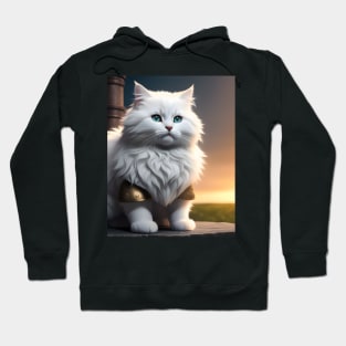 Cat in Armor - Modern Digital Art Hoodie